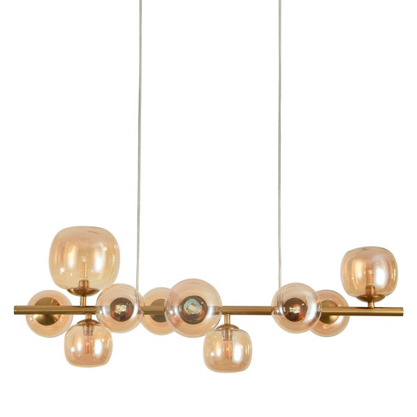 Suspension OKO 10 lumières ambre, grand ensemble de verres ambre 2